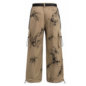 Pantalones Cargo Gráficos Oversize Unisex Personalizados con Estampado de Corazón de Espina y Estrella en Lavanda y Gris, Multibolsillos, Ajuste Holgado, Estilo Urbano - Product Image 6