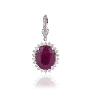 Prix d'usine personnalisé, meilleur prix, 8,7 ct. Pendentif ovale en rubis et diamants, ouvrable, pour mariage, or blanc 14 carats, fournisseur de bijoux - Product Image 1