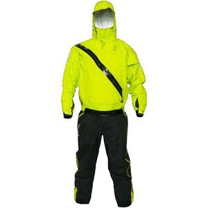 Men's High Visibility Yellow Waterproof Rain Suit with Hood and <b>Black</b> Trim for Workwear Use - Product Image 3