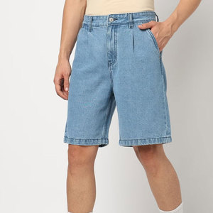 Pantalones Cortos Bermuda de Algodón Lavado Azul Claro para Hombre, Cintura Alta, Cierre de Botones, Bolsillos Casuales, Tejido Transpirable, Anti-UV, Secado Rápido - Product Image 4