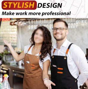 Salon Apron for Men <b>Women</b>-Heavy-Duty Cotton Canvas Work Apron with Spacious Pockets Water-Resistant & Adjustable Waist - Product Image 6