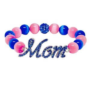 Pulsera de Cristal Azul Claro para Mamá, Pulsera Elástica con Cuentas, Accesorio de Joyería de Moda para Mujer, Regalo para Uso Diario, Elegante - Product Image 3