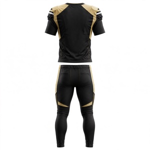 Conjunto de Uniforme de Fútbol Americano Negro y Dorado para Hombre, Sin Mangas, Transpirable, Cintura Elástica, Ajustado, de Poliéster - Product Image 4
