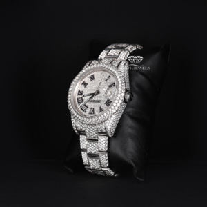 Reloj de Lujo con Esfera Romana Completamente Cubierta de Diamantes Moissanite, Blanco, de Alta Calidad, Estilo Hip Hop, Brillante, de Acero Inoxidable para Hombre - Product Image 2