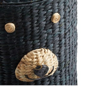 <b>Cute</b> <b>Bear</b> Water Hyacinth Storage Basket with Lid Handwoven Wicker Toy Bin for Boho Woodland Nursery Decor - Product Image 3