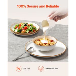 Set di Stoviglie Semplice ed Elegante da 6 Persone (18 Pezzi) - Piatti e Ciotole in Ceramica Assorbente, Resistenti ai Graffi, Lavabili in Lavastoviglie e Utilizzabili nel Microonde - Product Image 3