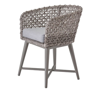 Chaise de salle à manger en rotin tressé gris avec structure en bois de teck pour la décoration de la maison et du jardin - Product Image 2