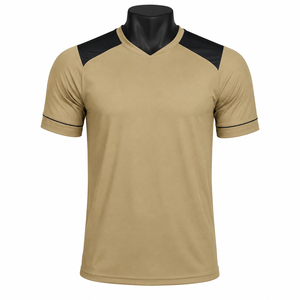 Camiseta de Fútbol Personalizada con Cuello en V, Manga Corta, Panel Negro en el Hombro, Transpirable, de Secado Rápido, Ropa Deportiva para Equipos - Product Image 1