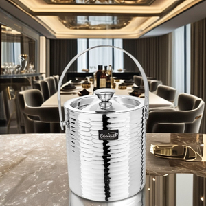 Seau à glace martelé en acier à double paroi, élégant, durable, écologique, moderne et de luxe, bacs à cocktail pour les fêtes - Product Image 2