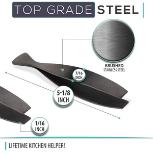 High Grade Stainless Steel 20 cm <b>Kitchen</b> Sushi Tweezers Extra Long Chef Offset Precision Cooking Tongs Dishwasher Safe Oven Safe - Product Image 2