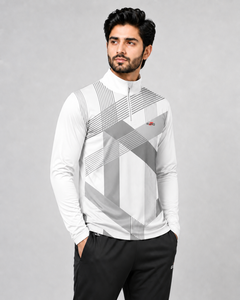 T-shirt décontracté pour homme en toile de haute qualité avec demi-zip et motif sublimé, respirant et à coupe régulière - Product Image 3