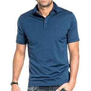 Polo de Manga Corta Azul Brillante para Hombre, de Lana Merino, Transpirable, Polo Masculino Más Vendido - Product Image 1