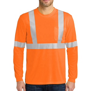 T-shirt de travail réfléchissant à manches longues haute visibilité pour homme, personnalisable avec logo, pour l'hiver et les travaux de construction - Product Image 4