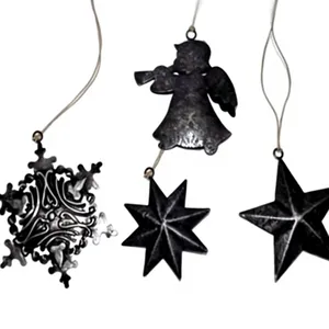 Conjunto Decorativo de Adornos Metálicos para Colgar en la Pared de Navidad, Diseño 3D con Patrón de Copo de Nieve y Árbol, Corazón, para Sala de Estar, Tema de San Valentín - Product Image 2