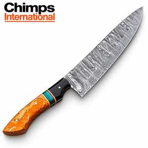 Cuchillo de Chef Santoku Japonés de Acero de Damasco Hecho a Mano de 6-7.9 Pulgadas con Mango Ambidiestro de Madera Multirresina, Lavado a Mano - Product Image 4