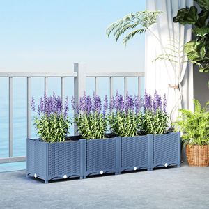 Fioriera rialzata in plastica blu 5 x 1 x 1 piede per esterni, rustica, con fori di drenaggio per ortaggi ed erbe aromatiche - Product Image 2
