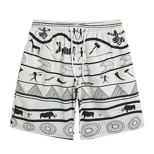 Shorts de praia masculinos personalizados de alta qualidade com estampa retrô personalizada para homens, shorts de praia de moda masculina, shorts leves de alta qualidade, Oem