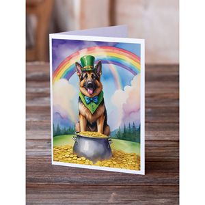 Whimsical St Patrick's Day Greeting Cards Pack of 8 German Shepherd A7 Size <b>5x7</b> Blank Note Cards with <b>Envelopes</b> - Product Image 2