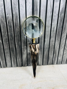 Loupe de lecture vintage en métal avec poignée en corne, style steampunk, décoration de bibliothèque, style antique - Product Image 1