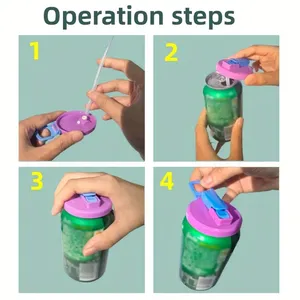 Coperchio riutilizzabile per lattine di bibite con cannuccia per bevande, succhi e bibite analcoliche, dimensioni standard, stile casual - Product Image 2