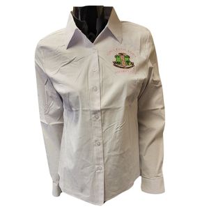 <b>White</b> Button Down Collar Shirt Women <b>Long</b> Sleeve Casual <b>Top</b> Embroidered Design Fashion Apparel Office Wear Elegant Daily - Product Image 1