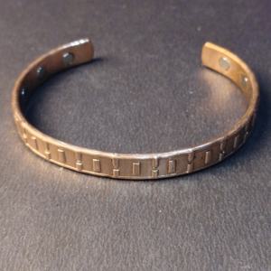 Modern Grid Pattern Copper <b>Bracelet</b> - Stylish Pure Copper Healing Cuff - <b>Men</b>’s Executive Therapy Bangle for Energy & Pain Relief - Product Image 4