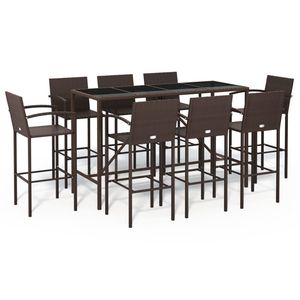 Conjunto de Bar de Jardín de 9 Piezas en Ratán Sintético Marrón con Reposapiés, Colección de Muebles de Exterior Duraderos y Elegantes - Product Image 2