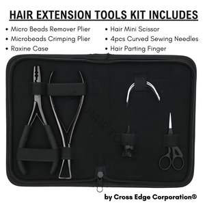 Kit de herramientas para extensiones de cabello negro directo de fábrica con agujas para separar el cabello, mini tijeras, clips de sujeción y alicates para extensiones de cabello - Product Image 2
