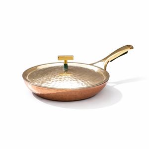 Kadhai en laiton à fond plat 3L, poignée isolante résistante à la chaleur, couvercle en verre, 100% laiton pur, revêtement en étain, design classique, pour usage festif - Product Image 6