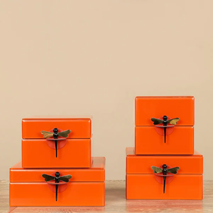 Luxury Orange Color Mirror <b>Glass</b> Decorative Storage Box Key <b>Knob</b> Premium Jewelry Vanity Organizer Boxes Home Decor Lacquer - Product Image 1
