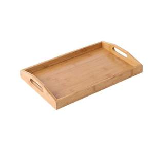 Plateau de service rond en bois d'acacia avec poignées, porte-gobelets pour canapé, plateau décoratif pour salon, table basse, présentoir à bougies - Product Image 2