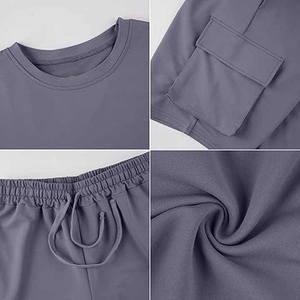 Conjunto de Camiseta y Pantalones Cortos de Algodón para Hombre, Talla Grande, Transpirable, Informal, de Verano, con Bolsillos - Product Image 5