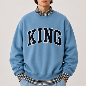 เสื้อสเวตเชิ้ตคอกลมโอเวอร์ไซส์สีดำสำหรับผู้ชาย พิมพ์ลายตัวอักษรนิวยอร์ก สวมใส่สบายๆ ผ้าถักเนื้อฝ้าย เหมาะสำหรับใส่ในฤดูใบไม้ร่วง - Product Image 5