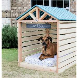 CASA PARA PERRO PEQUEÑO DE MADERA SÓLIDA DE TECO 39 X 39 PULGADAS HECHA A MANO EN INDONESIA - Product Image 1