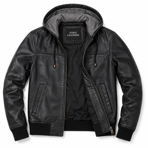 Chaqueta de Motero para Hombre, Tejida en Cuero Genuino Verde Invierno, con Cierre de Cremallera, Resistente al Viento, Transpirable, de Secado Rápido y Ecológica - Product Image 1
