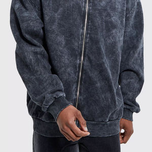Wholesale Heavyweight Acid Wash <b>Zip</b> Up Hoodie Custom Oversized <b>Full</b> <b>Zip</b> <b>Sweatshirt</b> for Men - Product Image 5
