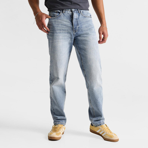 Jean en denim pour homme, délavé à l'acide, coupe ample personnalisée, droit, taille mi-haute, respirant, tendance, élégant, décontracté, personnalisable - Product Image 6