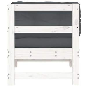 Sofá de Esquina para Jardín de Madera de Pino Maciza y Tela Oxford, Conjunto de Sofá de Esquina Blanco y Antracita - Product Image 4