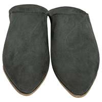 Babouches marocaines pour hommes en daim gris avec doublure en cuir véritable, pantoufles confortables pour la maison