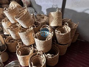 Rectangle Magazine Holder <b>Basket</b> Handmade Storage <b>Basket</b> Green Beige Striped Rustic Style For Office And Home Storage - Product Image 5