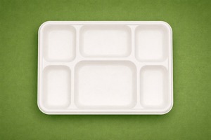 Barquette alimentaire à emporter en bagasse de canne à sucre, écologique, légère, moderne, carrée, 6 compartiments, biodégradable, compostable, jetable - Product Image 6
