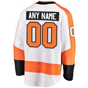 Jersey de Hockey sobre Hielo Personalizado para Hombre, Blanco, Naranja y Negro, Cuello en V, Manga Larga, Nombre y Número Personalizados, Uniforme de Equipo de Poliéster - Product Image 5