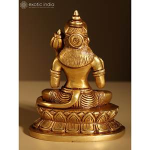Pequeño 4 \ "Lord Hanuman Latón Escultura Elegante Bendición Producto - Product Image 4