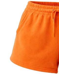 Shorts en molleton de coton orange vif personnalisés pour femmes, taille élastique, décontractés, pour l'été, vêtements de détente, fabricant sur mesure, qualité supérieure - Product Image 3
