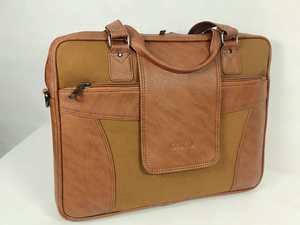 Sac pour ordinateur portable en toile premium et similicuir PU – Grand sac bandoulière pour ordinateur portable, idéal pour le bureau et les affaires - Product Image 2