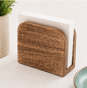 Eco-friendly Natural Acacia Wood Modern Handcrafted Free Standing Napkin Holder <b>Tissue</b> Stand for Kitchen Dining Table Office - Product Image 3