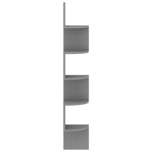 Étagère d'angle murale en bois d'ingénierie gris 7,5x7,5x48,4 po - Product Image 4
