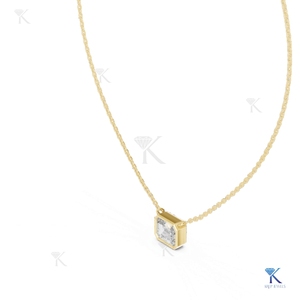 Lab Grown Diamond 2.50 CT Emerald Cut East West Bezel <b>Pendant</b> Necklace 14K 18K <b>Solid</b> <b>Gold</b> Fine Women Minimalist Gift Party - Product Image 6