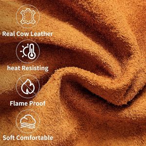 Premium Split Cowhide Leather Welding Sleeves Heat Resistant <b>Arm</b> Protection Sleeves with Elastic <b>Cuffs</b> & Adjustable Strap - Product Image 2