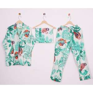 <b>Women</b> Floral Printed Pajama Set Sleepwear Cotton Pajamas <b>Women</b> Sleep <b>Pants</b> Long Sleeve Shirts Matching Pajama shirt set - Product Image 1